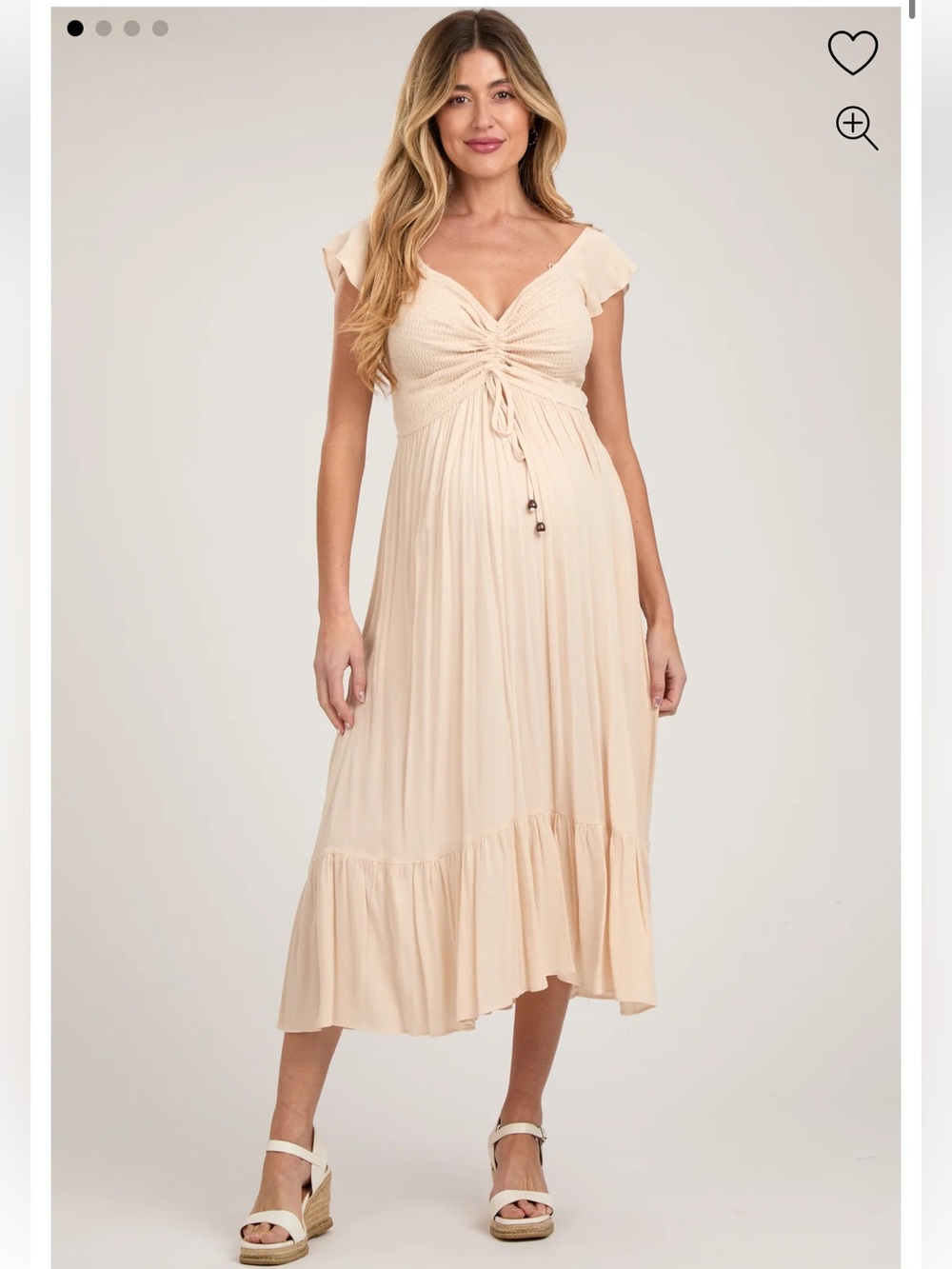 Pinkblush Beige Tie-Front Maxi Dress
